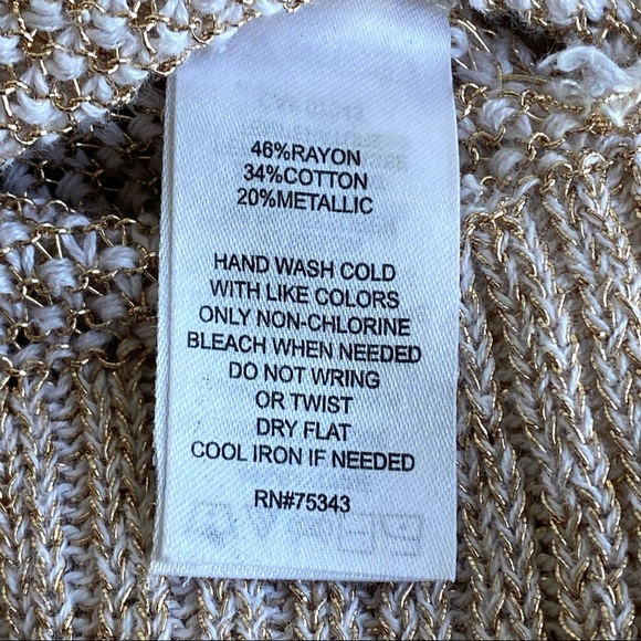 Cynthia Rowley Gold Metallic & White Pullover Raglan Sweater - Picture 11 of 16